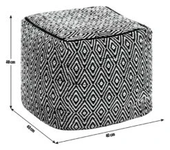 Kaikoo Durrie Cotton Footstool - Black & White -Chic Household Items 9619753 R E001