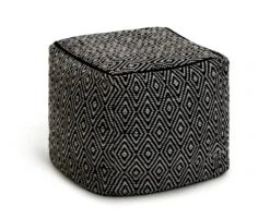 Kaikoo Durrie Cotton Footstool - Black & White -Chic Household Items 9619753 R Z002A