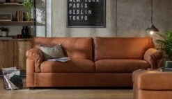 Habitat Florence Leather 4 Seater Sofa - Tan -Chic Household Items 9629808 R Z001C